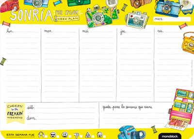 Planner Mousepad Semana Sonría Por Favor